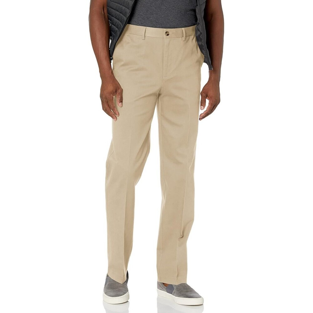 Savane Men's Flat Front Performance Chino Pant, Ultimate Alabaster, 36/32